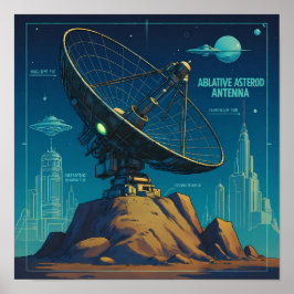 Retro Sci-Fi Blueprint Technical Wallpaper Poster