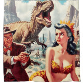 Retro-Sci-Fi-Button nach oben Duschvorhang (Vorderseite)