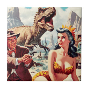 Retro-Sci-Fi-Button nach oben Fliese