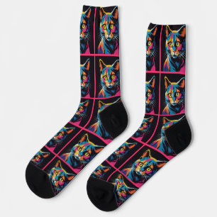 Retro Sci Fi Cartoon Cat Socken