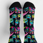 Retro Sci Fi Cartoon Cats Socken (Oben)