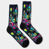 Retro Sci Fi Cartoon Cats Socken (Rechts)