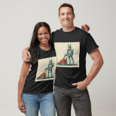 Retro Sci Fi Cartoon Robot and Lawnmower T-Shirt (Unisex)