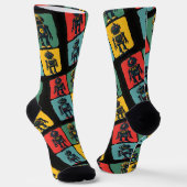 Retro Sci Fi Cartoon Roboter Socken (Gewinkelt)