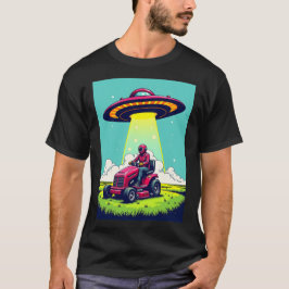 Retro Sci Fi Cartoon Rocket Ship and Lawnmäwer T-Shirt