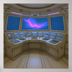 Retro-Sci-Fi-Cockpit: Kunst der Pilot-Uplink-Konso Poster