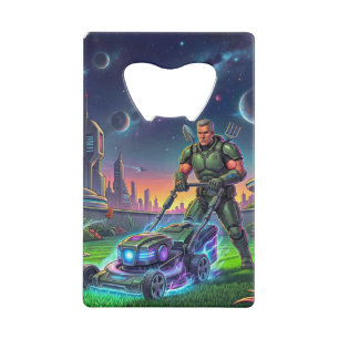 Retro-Sci-Fi-Comic-Astronaut-Cosmic-Rasenmäher Geldbeutel Flaschenöffner