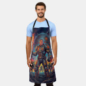 Retro-Sci-Fi-Comic Galaktischer Grillmeister Lusti Schürze (Getragen)