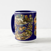 Retro-Sci-Fi-Comicbook-Art-Vignetten-Muster Tasse (Vorderseite Links)