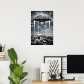 Retro Sci-Fi Fantasy Cities Of The Future Art Poster (Heimbüro)