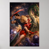 Retro Sci-Fi Fantasy Space Art Poster (Vorne)