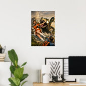 Retro Sci-Fi Fantasy Space Monster Art Poster (Heimbüro)