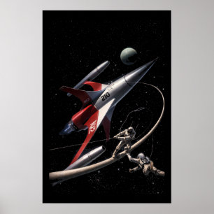 Retro-Sci-Fi-Fantasy-Weltraum-Astronauten-Kunst Poster