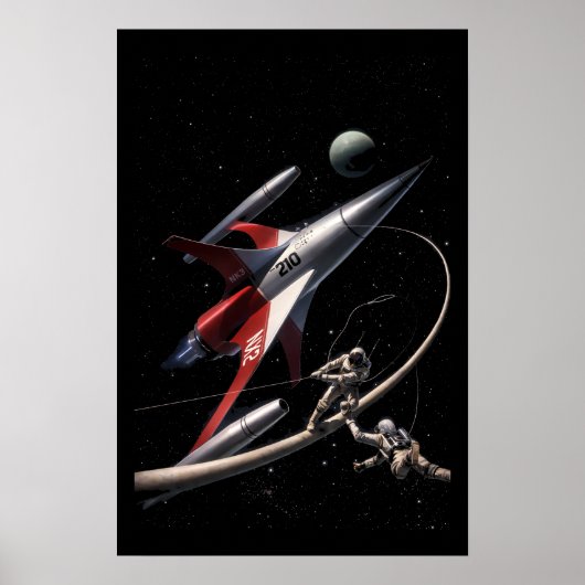 Retro-Sci-Fi-Fantasy-Weltraum-Astronauten-Kunst Poster (Vorne)
