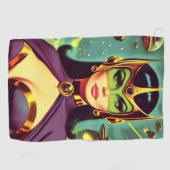 Retro Sci-Fi-Frau Golfhandtuch (Horizontal)