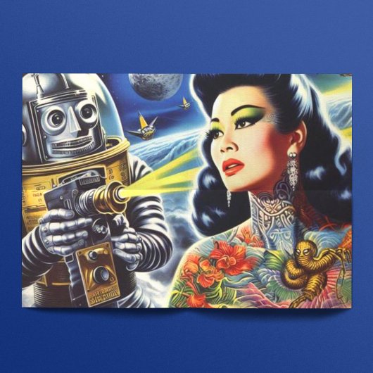 Retro Sci-fi-Frau Seidenpapier