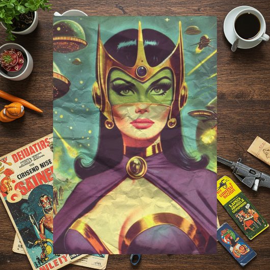 Retro Sci-Fi-Frau Seidenpapier