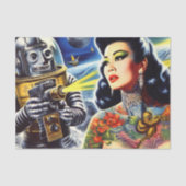 Retro Sci-fi-Frau Seidenpapier (Vorderseite)
