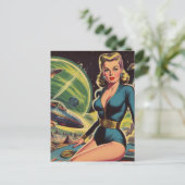 Retro Sci Fi Girl Postkarte (Stehend Vorderseite)