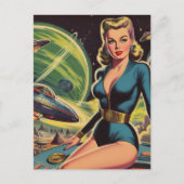 Retro Sci Fi Girl Postkarte (Vorderseite)
