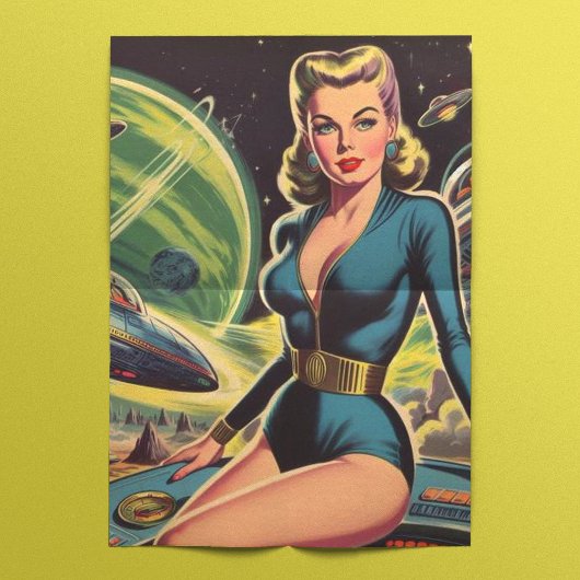 Retro Sci Fi Girl Seidenpapier