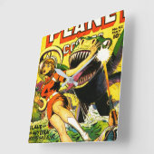 RETRO SCI FI GRAFIK ART AUS DEN 1940er Jahren Quadratische Wanduhr (Winkel)