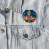 Retro Sci-Fi Hero Over Cityscape Button (Beispiel)