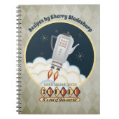 Retro-Sci-Fi-Kaffeekanne Rakete Rezept Notebook Notizblock (Vorderseite)