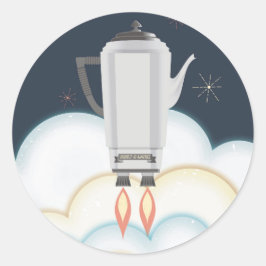 Retro-Sci-Fi-Kaffeekocher Runder Aufkleber