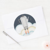 Retro-Sci-Fi-Kaffeekocher Runder Aufkleber (Umschlag)