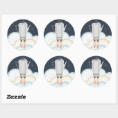 Retro-Sci-Fi-Kaffeekocher Runder Aufkleber (Blatt)