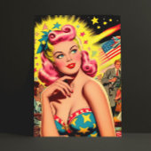 Retro Sci-fi Kitsch Girl Postkarte