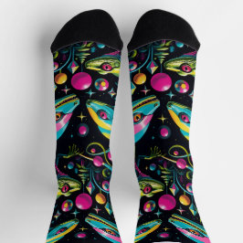 Retro Sci Fi Lizard Crew Socks Socken