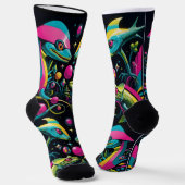 Retro Sci Fi Lizard Crew Socks Socken (Gewinkelt)