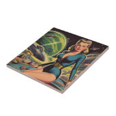 Retro-Sci-Fi-Mädchen Fliese (Seite)