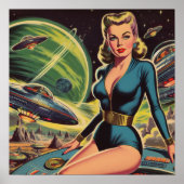 Retro-Sci-Fi-Mädchen Poster (Vorne)