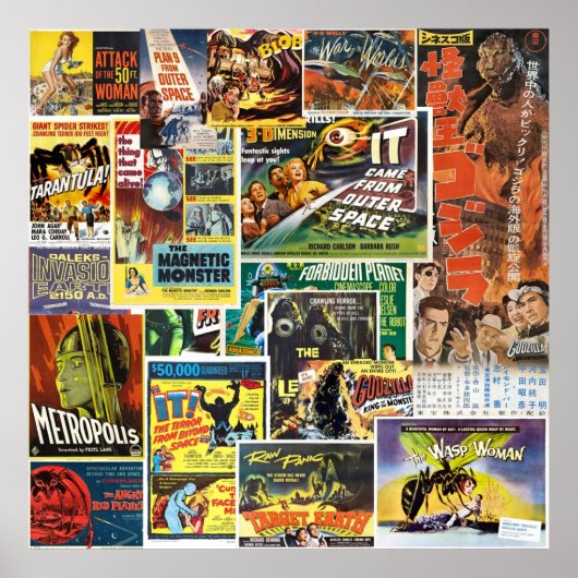Retro Sci Fi Movies Collage Poster (Vorne)
