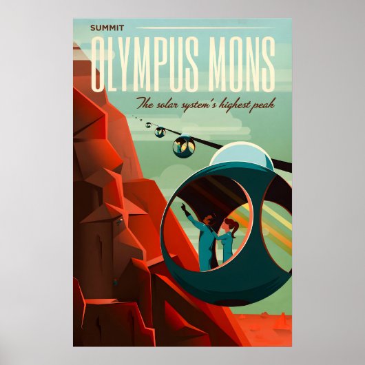 Retro-Sci-Fi-Olympus-Mons-Reiseposter Poster (Vorne)