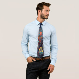 Retro-Sci-Fi-Pop-Art-Galaktischer-Grillmeister-Com Krawatte