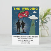 Retro Sci Fi Poster Gay Virtual Wedding Einladung (Stehend Vorderseite)