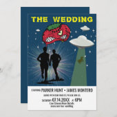Retro Sci Fi Poster Gay Virtual Wedding Einladung (Vorne/Hinten)