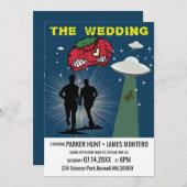 Retro Sci Fi Poster Gay Wedding Einladung (Vorne/Hinten)