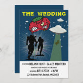 Retro Sci Fi Poster Wedding Einladung (Vorne/Hinten)