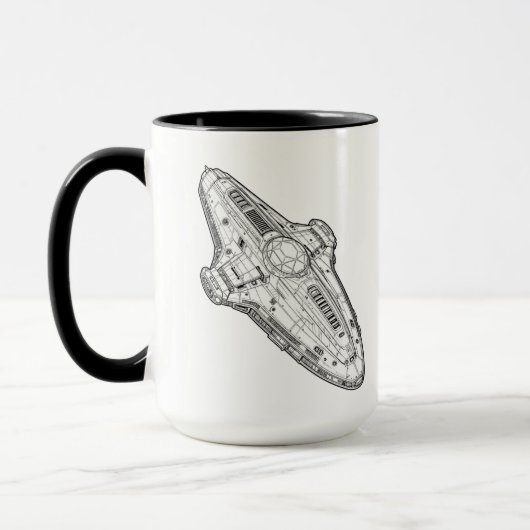 Retro-Sci-Fi-Raumschiff-Blueprint-Kunst Tasse (Links)