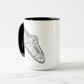 Retro-Sci-Fi-Raumschiff-Blueprint-Kunst Tasse (Vorderseite Links)
