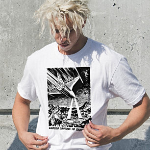 Retro-Sci-Fi-Raumschiff-Rakete Vintage-Comic-T-Shi T-Shirt