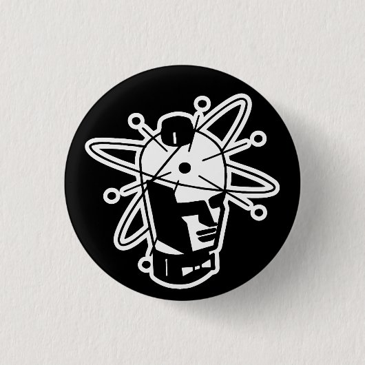 Retro-Sci-Fi-Roboter-Kopf - Schwarz & Weiß Button (Vorderseite)