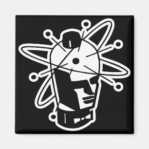 Retro-Sci-Fi-Roboter-Kopf - Schwarz & Weiß Magnet