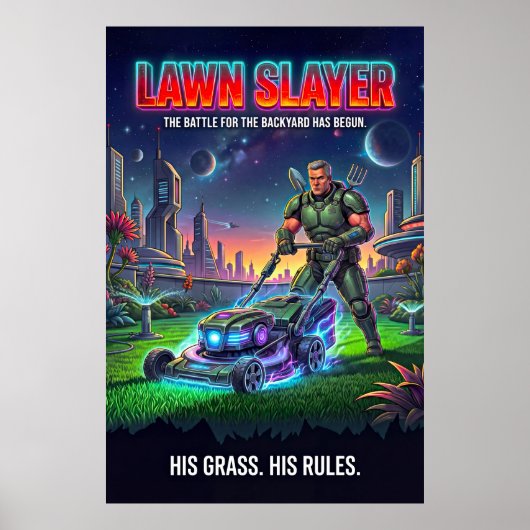 Retro Sci Fi Tactical Lawn Hero Parody Poster (Vorne)