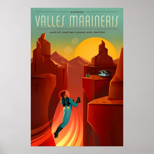 Retro-Sci-Fi-Valles-Marineris-Reiseposter Poster (Vorne)